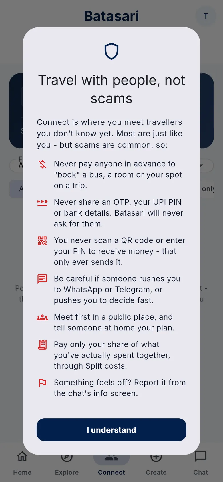 Batasari scam warning: never pay in advance, never share an OTP or UPI PIN, meet in a public place